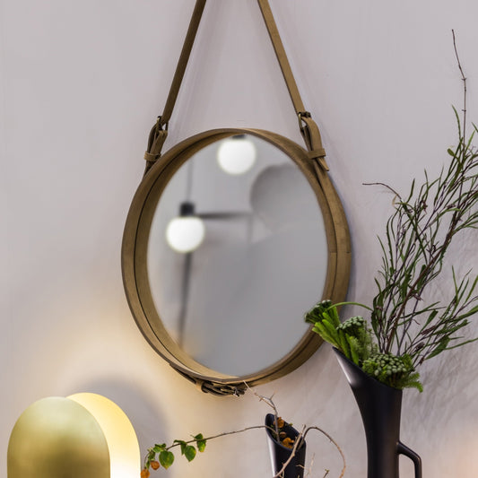 Decorative Wall Mirror With Leather Strap