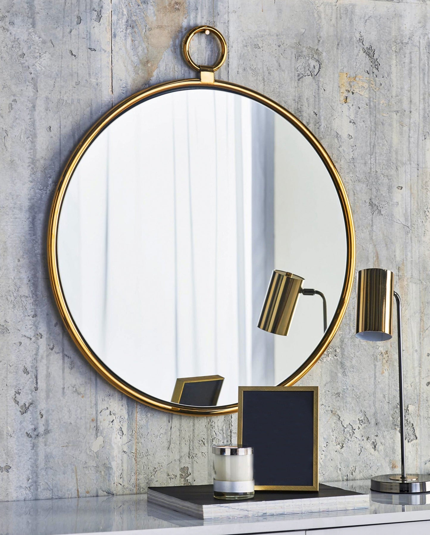 Gold Frame Wall Mirror With Hanging Hook